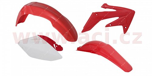 sada plastů (Honda CRF 250 R 04-05), RTECH (červeno-bílé, 4 díly)